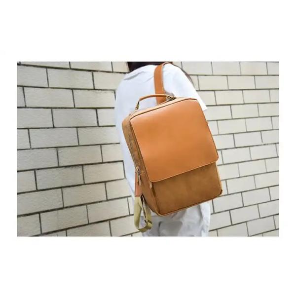 Manufactures Custom Male Brown Washable Kraft Paper Bag Softback Backpack With Front Flap