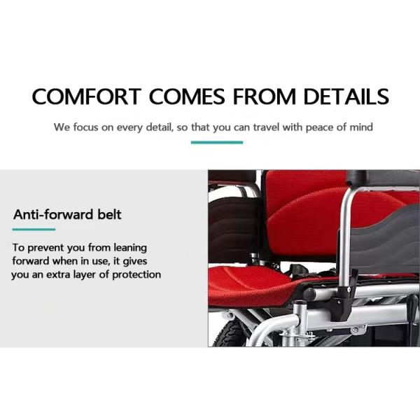 Reinforced Lightweight Foldable Electric Wheelchair Chromed Steel Multi Functional