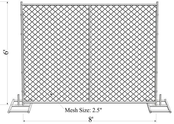 ASTM -A392-06 temporary chain link fence panels 6ft x 10ft construction fence Tubing 1⅗(40mm) cross brace mesh 1⅗40mm