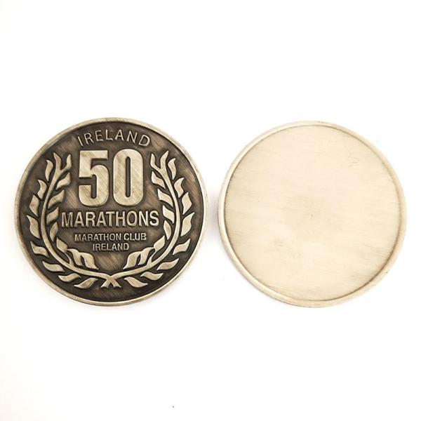 Brushed Antique Silver Coin For Ireland Marathons Club Collectible Display