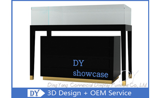 White Coating  MDF Jewelry Showcase Display with Wooden +  Glass + Lights + Acrylic