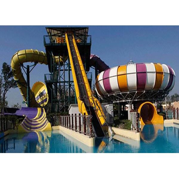 Разметьте оборудование водных горок стеклоткани шара высота голубых/зеленого цвета 13м платформы