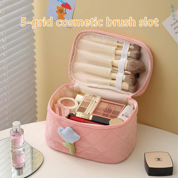 Soft Corduroy Makeup Bag Set Makeup Bag Organizer Bag  Large Shock-proof Cute Makeup bag Suitable for la