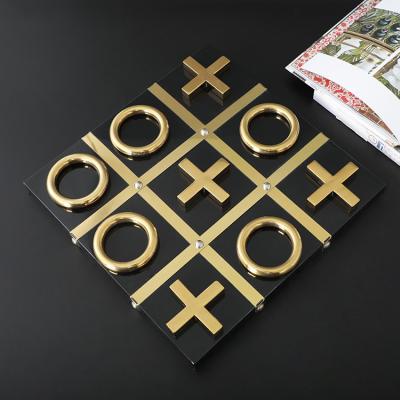 Custom Wood XO Metal Chess Board Crafts For Home Decor