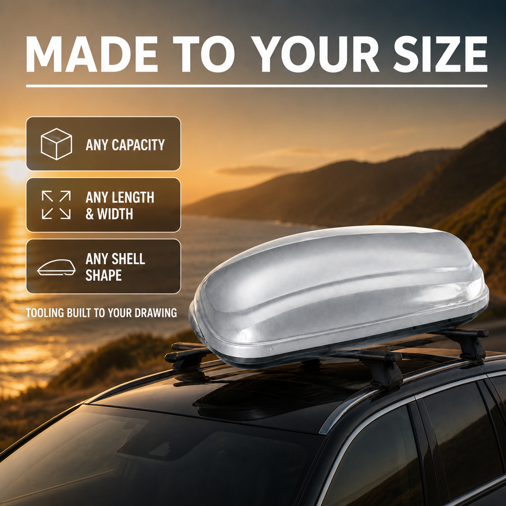 Custom Double-Wall ABS Vacuum Forming Car Roof Box Shell UV Resistant Waterproof OEM ODM 5-Axis CNC Any Size Color