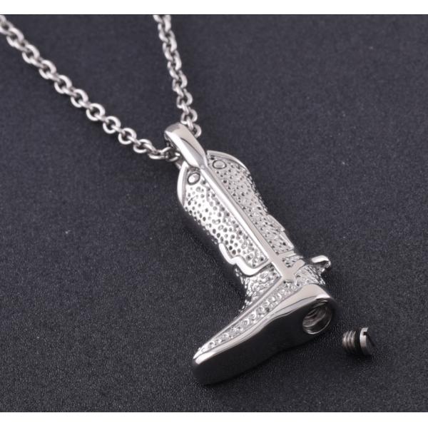 CNC Inlay Technology Men's Military Boot Cremation Jewelry Keepsake Pendant Necklace