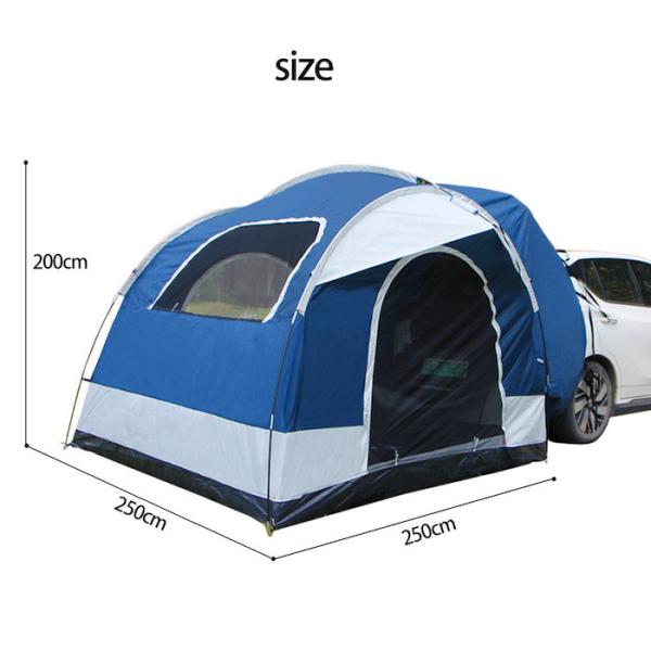 250*250*200CM PU2000MM Coated Polyester 210D 2 Doors SUV Camping Tent With Fiberglass Poles And Mesh Windows