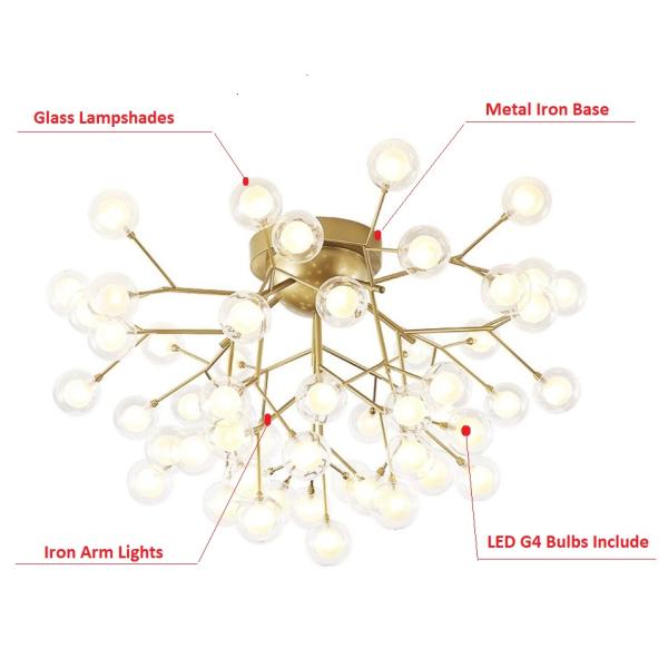 Modern LED Ceiling Chandeliers Black Gold Tree branch Surface Mount Kids Lamps（WH-MI-211)