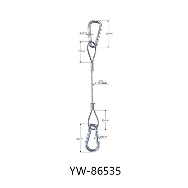Loop And Eye Stainless Steel Cable Lanyards With 28mm Button YW86533