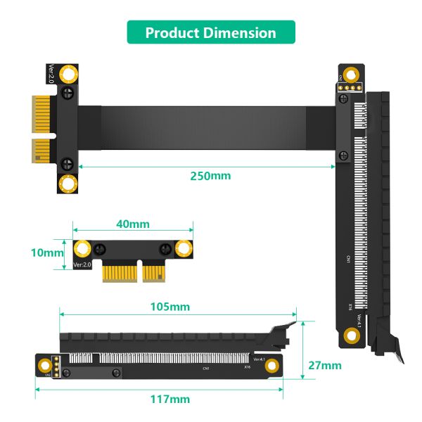 25cm Length PCI-E Riser Cable with PCI-E 3.0 and Flexible Cable for GPU Extension