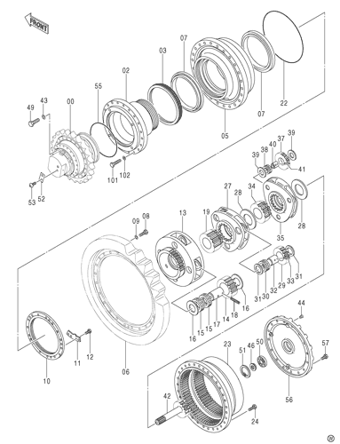 Двигатель редуктора движения экскаватора 4637796 4652345