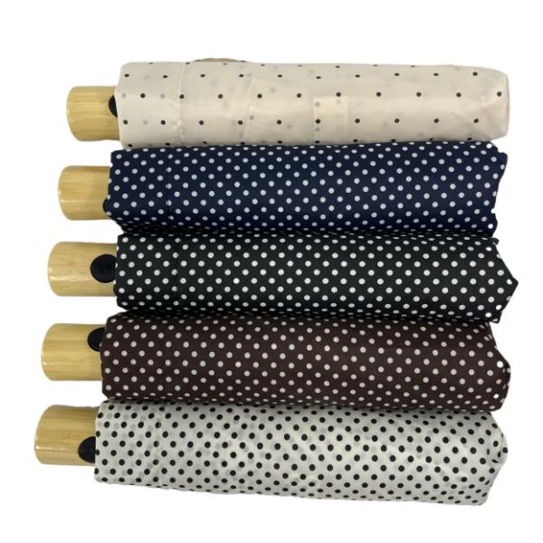 Three-Fold Wavy Umbrella With Wooden Handle Automatic Opening And Closing Windproof