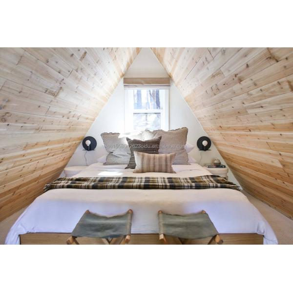 20ft or 40ft Container Modern Design EU Triangle Shape Steel Structure Wooden Houses with A-Shaped Steel Structure Frame Room