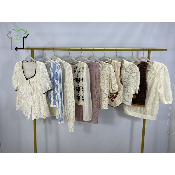 Women Second Hand Summer Floral Top Hollow Print Loose Slim Fit Casual Mixed Sizes