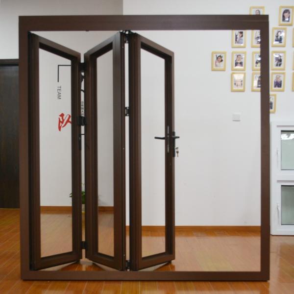 Black Aluminum Folding Doors Low E Glass Waterproof Bifold Doors Black Aluminium