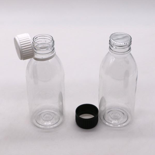 150ml PET Oval Amber Prescription Pharmacy Liquid Medicine Scaled Container with Lid