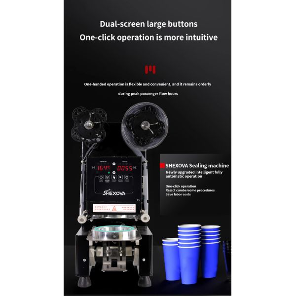 90/95Mm Easy To Operate Plastic Cup Sealing Machine For Bubble Milk Tea