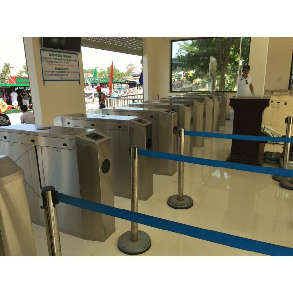 Indoor/Outdoor Pedestrian Flap Barrier Gate With Integrated RFID/QR Code Card Collectors
