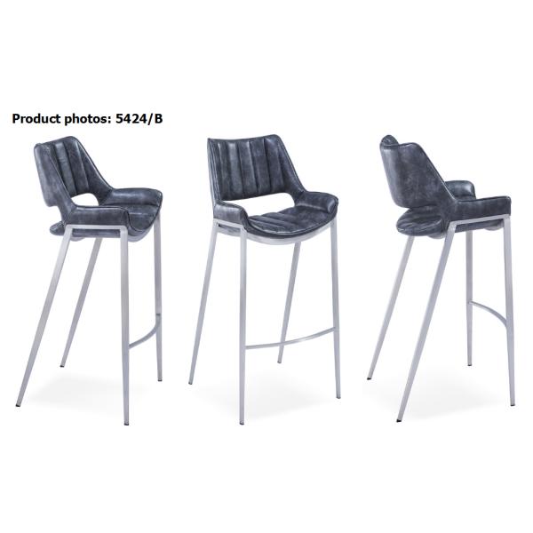 201 Brushed Stainless Steel Frame 76cm High Top Bar Chairs