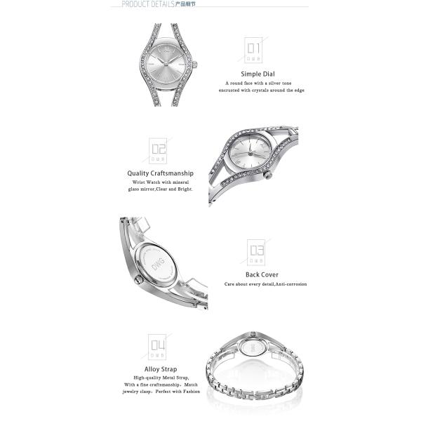 Waterproof Silver Quartz Watch Quartz Seiko Movement Alloy Metal