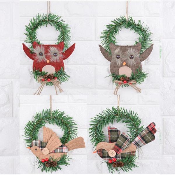 owl bird design Door Christmas Wreath Decoration for Windows and Kid's Room Decoration