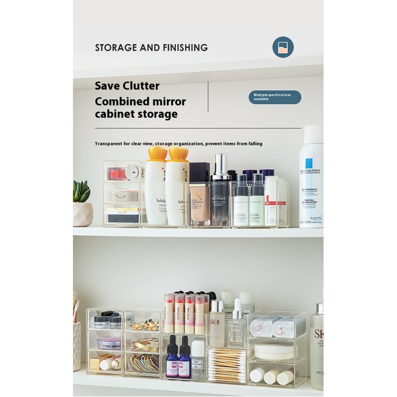 Transparent Multifunctional Acrylic Storage Box Clear Organizer for Makeup Jewelry Contact Lenses Desktop Vanity Organizer