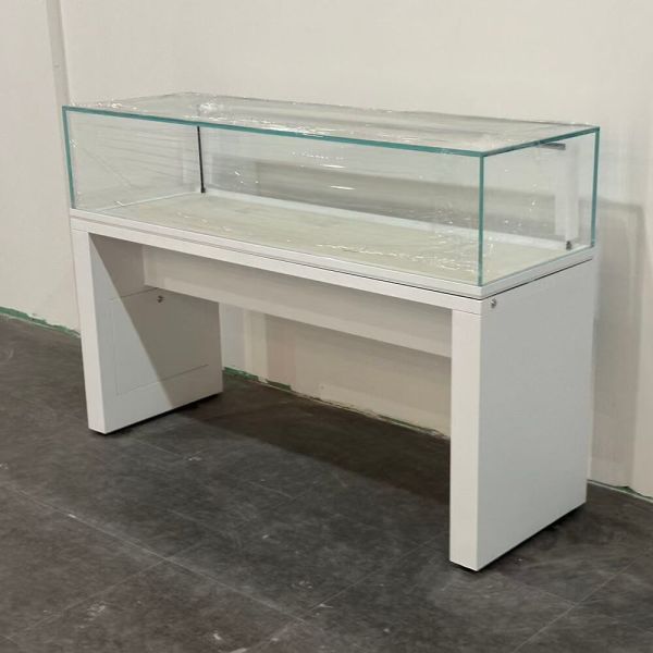 Flip Top Opening Table Display Cabinet with Custom Metal Tabletop Glass Case for