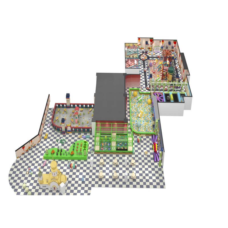 Custom Macaron All In One Indoor Villa Family Entertainment Center Soft Play Playground