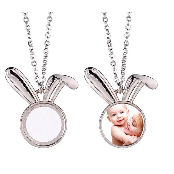 Sublimation Rabbit Pendant Necklace Personalized Easter Gifts Bunny Necklace For Heat Transfer