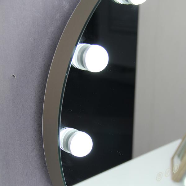 Hollywood maquillage capteur tactile Ronde miroir cosmétique avec réglage de la température de couleur