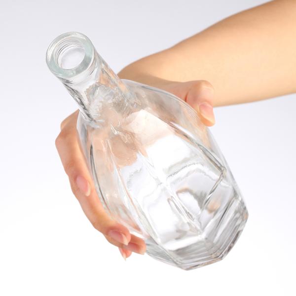 Diamantes octogonales Botella de jugo de vidrio Logotipo personalizado Bebida clara Estampado caliente Bienvenido