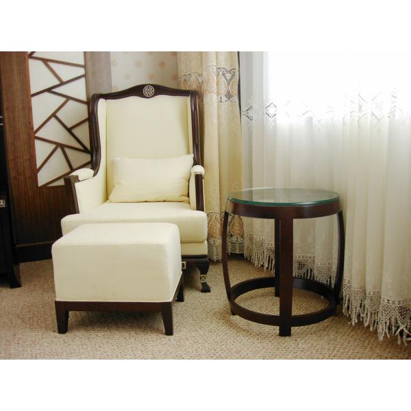 Metal Foot Leisure Chair Ottoman Fabric Upholstered Modern Chaise Lounge Chair