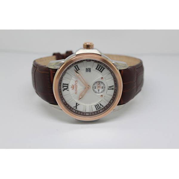 Custom logo luxury wrist watches with leather strap watches rose gold bezel