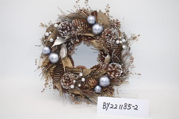 Wholesale Artificial Christmas Door Decoration Supplies Nature Pine Cone Large Christmas Wreath Garland Decor