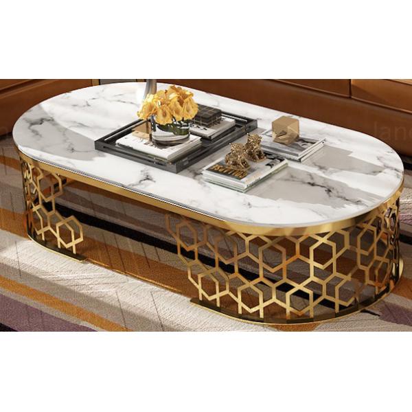 Высококлассный мраморный овальный белый кофейный стол для гостиной