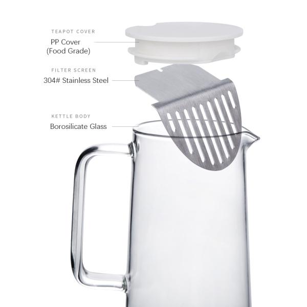 Неэтилированный стеклянный кувшин воды с емкостью крышки/ложки 1350мл силикона