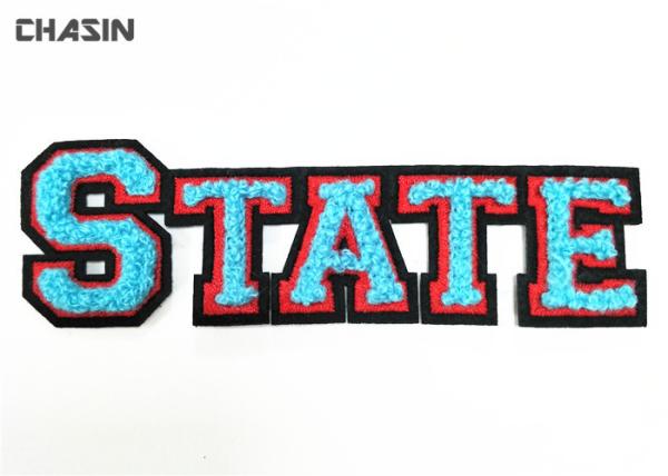 Felt Material Letter Combination Chenille Varsity Letter Patches Red , Blue Colour
