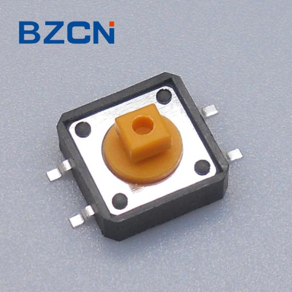 Momentary Yellow Miniature Tactile Switch / Square Push Button 4 Pin Terminal