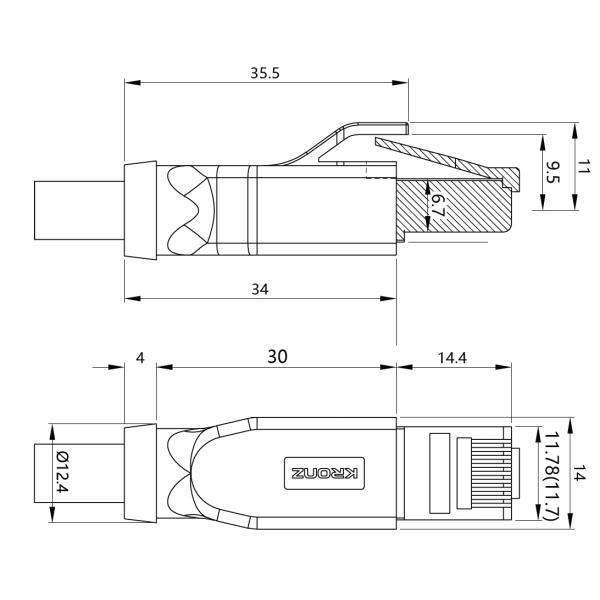 RJ45 соединитель для безопасных соединений IP20 защищенный TPU Ethernet кабель Cat6A