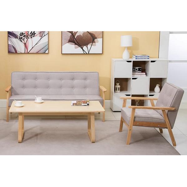 Solid Wood Minimalist Sofa 3 Seater Wooden Living Room Fabric Single Double