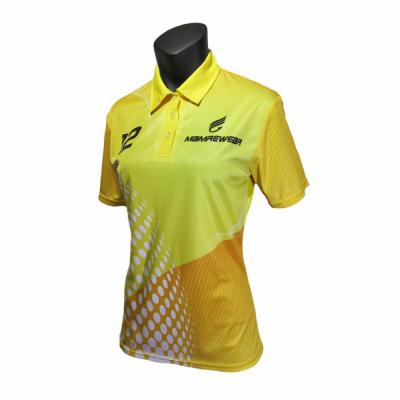 Livre o amarelo das camisas do golfe T dos t-shirt/senhoras do polo das mulheres da sublimação do projeto