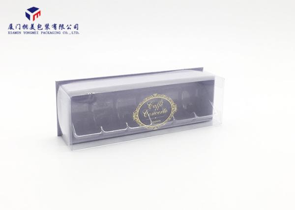 Macaroon Custom Plastic Box Packaging Rectangle PET Cover / Hard Paper Base
