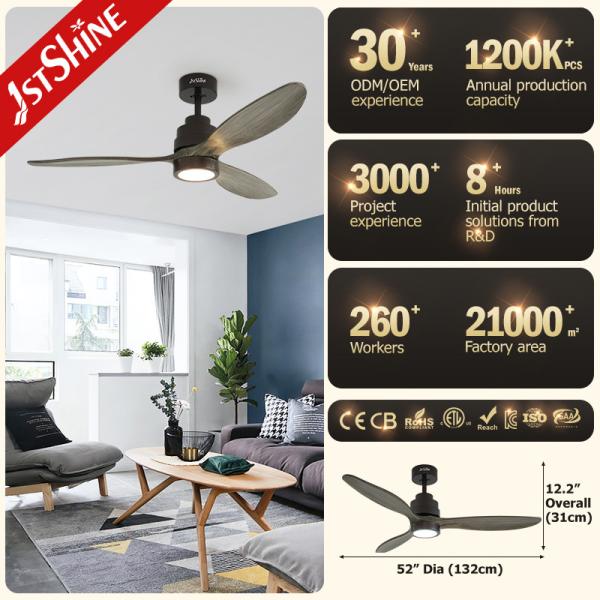 Ventiladores de tecto LED de lâmina de madeira 3 simples decorativos com controle remoto