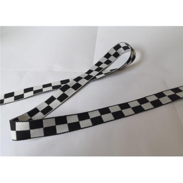 2 Cm Polyester Soft Jacquard Printed Elastic Ribbon Black And White Grid