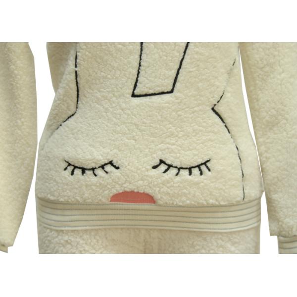 White Thick Ladies Pajama Sets Ladies Night Suit Big Rabbit Embroidered