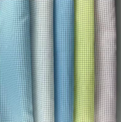5mm Stripe ESD Polyester Knitted Antistatic Fabric, lint‑free and non‑shedding, for cleanroom workwear.