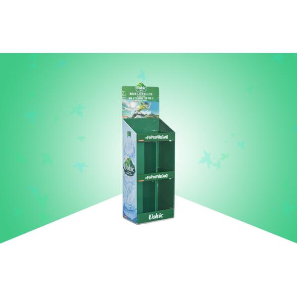 Green Pop Cardboard Display For Bottled Pure Water , Stand Up Cardboard Display