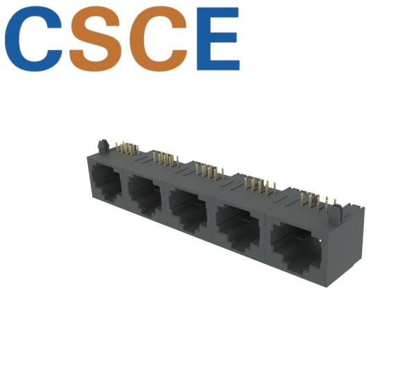 8P8C Unshielded 1×5 Multiple-Port RJ45 Connector For Ethernet Switch