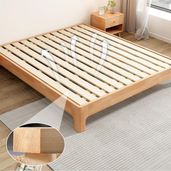 Bedroom Furniture Solid Wood Bed Beech Frame Sleeper with Storage Space for Double in Guest Room en Platform