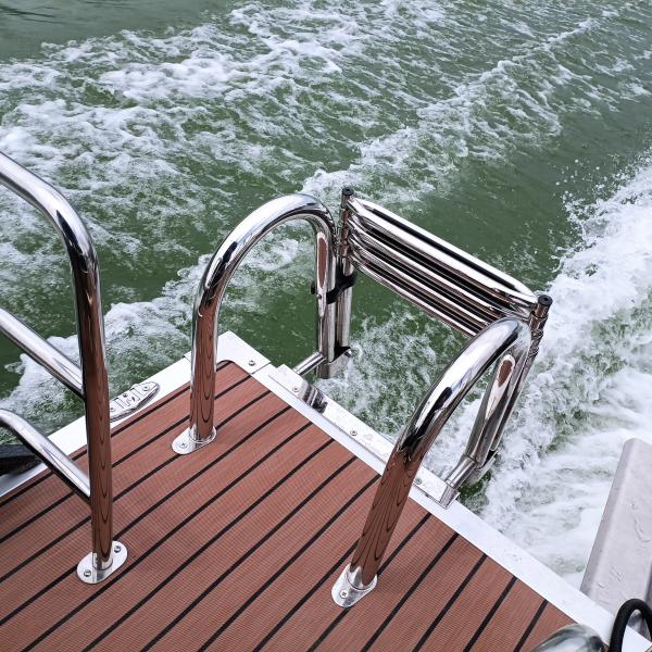 25ft Modern Black & Silver Pontoon Boat - Sleek Design For Premium Leisure & Business Use